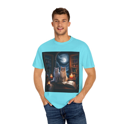 Magical Cats T-Shirt – Cozy Night Reading – Unisex Garment-Dyed