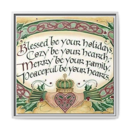 Framed Holiday Blessing Matte Canvas — "Blessed be your holidays" Celtic Wall Art