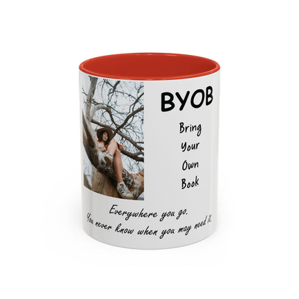 BYOB Accent Mug – “Bring Your Own Book” – 11oz Ceramic for Book Lovers