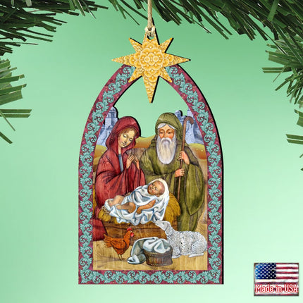 Nativity Manger Star Wooden Ornaments by G. DeBrekht - Nativity Holiday Decor - 8121301-1