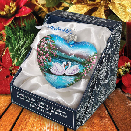 Swan Heart Glass Ornament by G. DeBrekht - Christmas Decor - 73433-3
