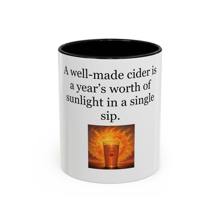 Cider Lover Accent Coffee Mug – "A well-made cider is a year’s worth of sunlight in a single sip" (11/15 oz)