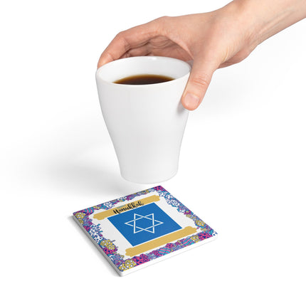 Happy Hanukkah Ceramic Coaster - Festive Holiday Decor