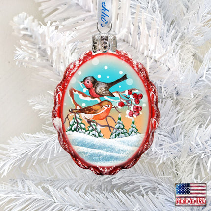 Singing Birds Mercury Glass Ornament by G. DeBrekht - Wildlife Holiday Decor - 771015-1