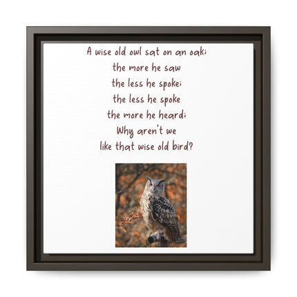 Framed Matte Canvas - 'A Wise Old Owl' Decorative Wall Art (Owl Poem)