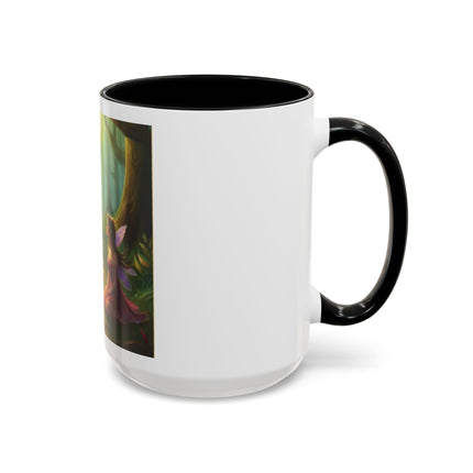 Fairy and Black Cat Forest Coffee Mug – Fantasy Woodland Tea Cup