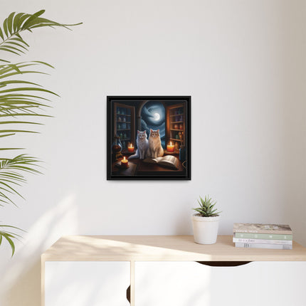 Mystic Moonlit Cats Framed Canvas — Witchy Home Décor Art