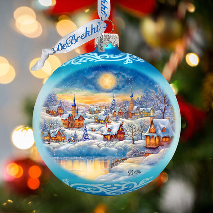 Magic Winter Village Ball Glass Ornament by G. Debrekht - Christmas Santa Snowman Decor - 73377-1