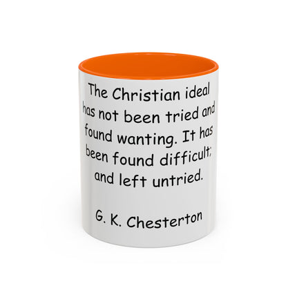 Inspirational Accent Coffee Mug – G.K. Chesterton Quote, 11oz