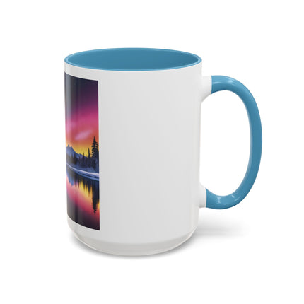 Aurora Lake Accent Coffee Mug — Northern Lights Landscape 11/15oz