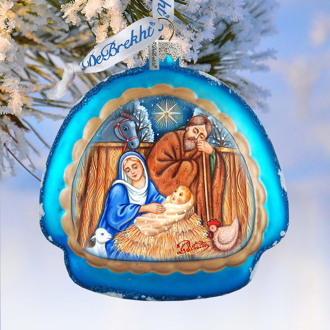 Manger Nativity Glass Ornament by G. DeBrekht - Nativity Holiday Décor - 756-013-0