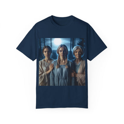 Mystical Sisterhood Tee – Garment-Dyed Shirt of Triple Goddess