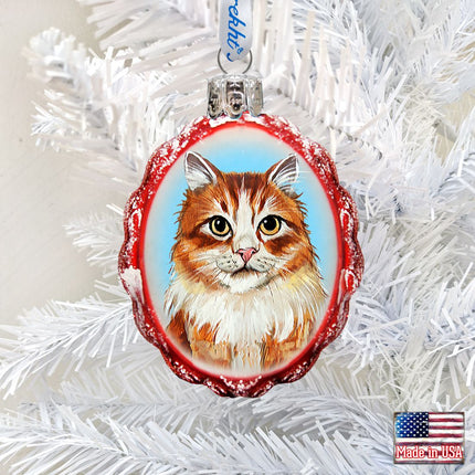 Red Tab with Curios Glance Mercury Glass Ornament by G. DeBrekht - Pets Dog and Cats Decor - 774012-1