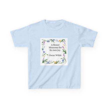 Kids T‑Shirt — "A flower blossoms for its own joy" Oscar Wilde Floral Quote