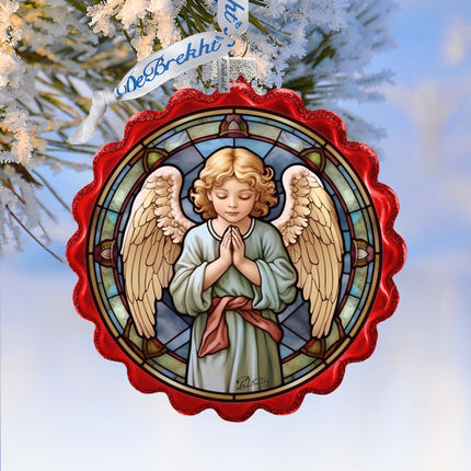 Little Angel Wreath Glass Ornament by G. Debrekht - Nativity Holiday Décor - 759-055-0