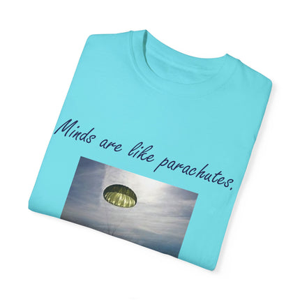 Open Mind Quote Tee – Unisex Garment-Dyed Shirt on Curiosity