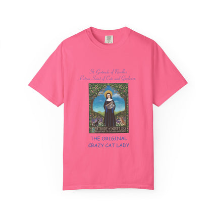 Unisex Crazy Cat Lady T-Shirt - Saint Gertrude of Nivelles Design