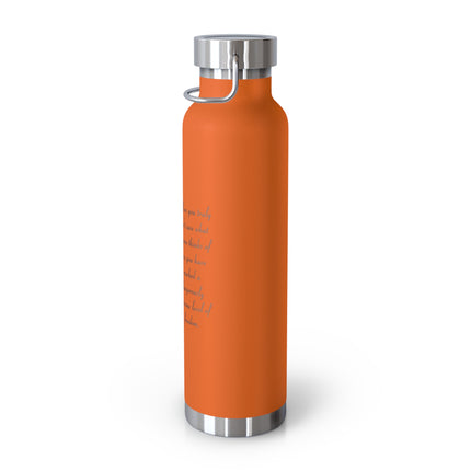 22oz Insulated Bottle with Inspirational Quote – Copper Vacuum Flask