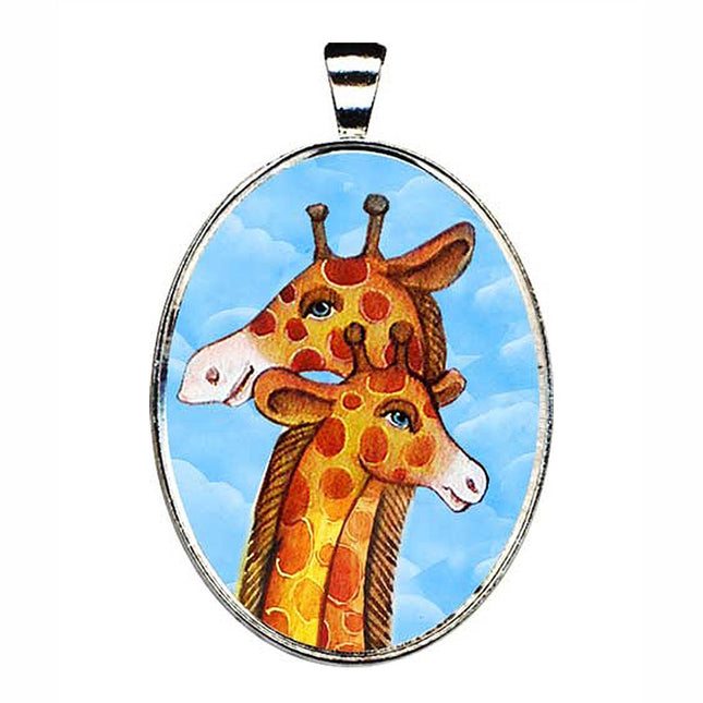 Giraffe Silver Plated Mother of Pearl Jewelry Necklace - 44018-0