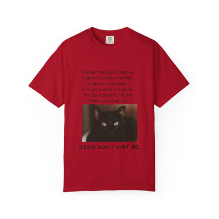 Unisex Cat-Themed T-Shirt – "Please Don't Hurt Me" Design