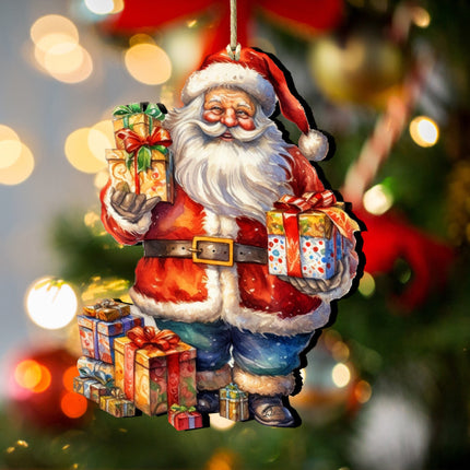 Merry Delivery Santa Wooden Ornaments by G. Debrekht Christmas Santa Snowman Decor - 8611080-1