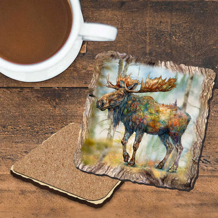 Moose Wooden Cork Coasters Gift Set of 4 by Nature Wonders Nature Wildlife Décor  - 95390C-S4-1