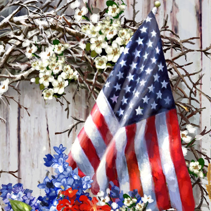 Patriotic American Wreath Wooden Wall Art by D. Gelsinger - American Patriotic Décor - 95609B-1716-4
