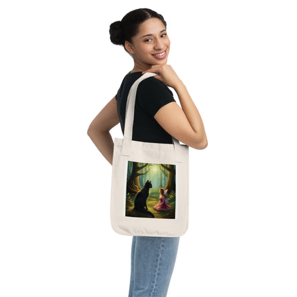 Enchanting Fairy and Cat Organic Canvas Tote Bag