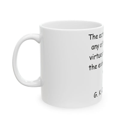 Defend Virtue Mug – 11oz Ceramic | G.K. Chesterton Design
