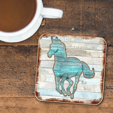 Horse Wooden Cork Coasters Gift Set of 4 by Nature Wonders - 8198157-9C-2