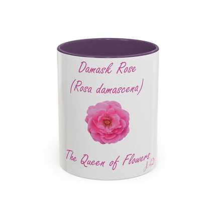 Damask Rose Accent Coffee Mug - The Queen of Flowers 11oz