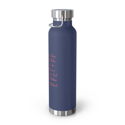 Inspirational Copper Insulated Water Bottle - 22oz, Motivational Quote Design