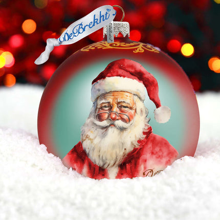 Captivating Smile of Santa Ball Glass Ornament by G. Debrekht - Christmas Santa Snowman Decor - 73376-4
