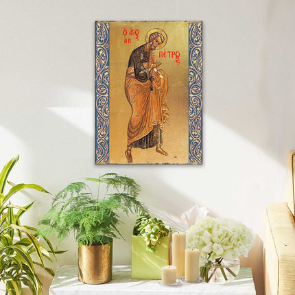 Saint Peter Wooden Gold Plated Religious Christian Sacred Icon - Inspirational Icon Decor - 85042-2