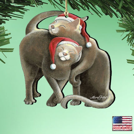 Star Crossed Santa Cat Wooden Ornaments by Laura Seeley - Pets Dog and Cats Decor - 8512068-LS-1
