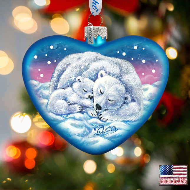 Motherly Love Bears Glass Ornament by G. DeBrekht - Wildlife Holiday Decor - 753-008-0
