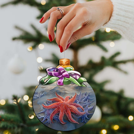 Sunflower Sea Star Bow Wooden Ornaments by G.Debrekht - Wildlife Holiday Decor - 870018-3