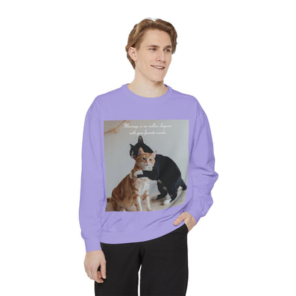 Cute Cat Sweatshirt – Unisex Garment-Dyed Gift for Couples