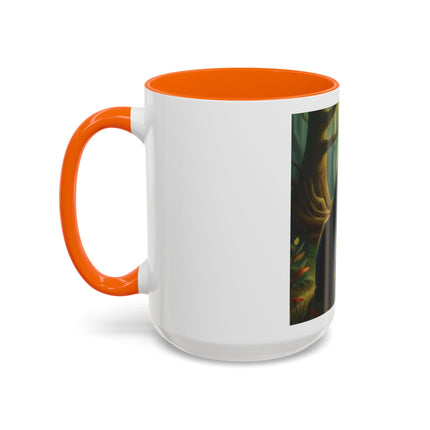 Fairy and Black Cat Forest Coffee Mug – Fantasy Woodland Tea Cup