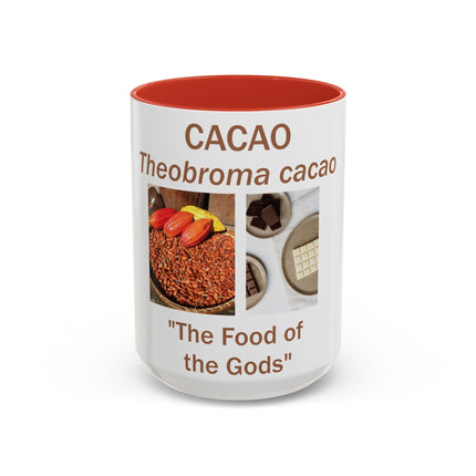 Cacao Accent Mug – “Food of the Gods”, 15oz Ceramic