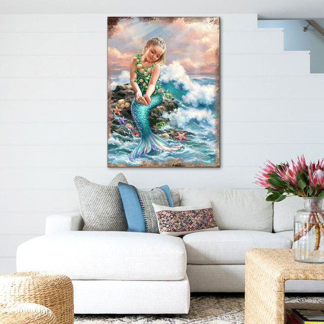 Princess of The Sea Wooden Coastal Wall Art by D. Gelsinger - Coastal Holiday Decor - 95652B-1611-0