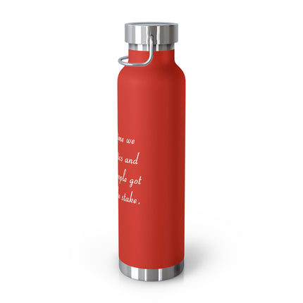 Copper Insulated Bottle – “Politics & Religion” Quote – 22oz