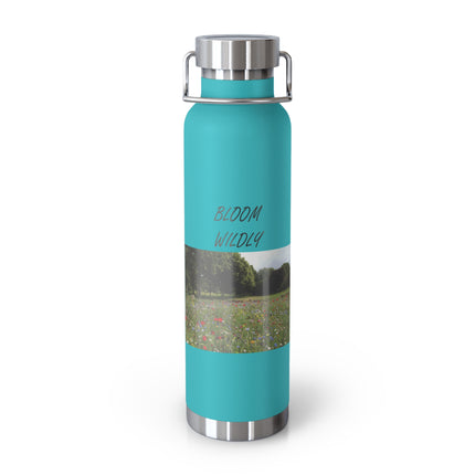 Bloom Wildly Insulated Water Bottle - 22oz Copper Travel Flask for Nature Lovers