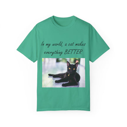 In My World Cat T-Shirt – Unisex Garment-Dyed Tee for Cat Lovers