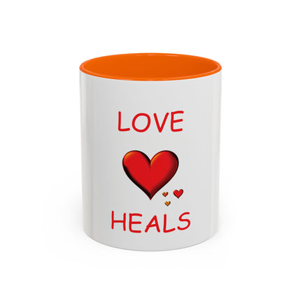 Love Heals Accent Coffee Mug — 11/15oz Heart Healing Gift