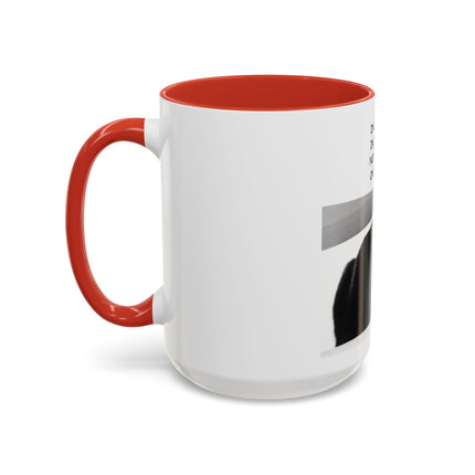 Black Cat Coffee Mug — “In the Here In the Now No Worries Only Meow” Accent Mug
