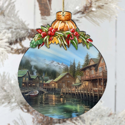 Frozen Peaks Homes Wooden Ornaments by G.Debrekht - Wildlife Holiday Decor - 870013-2