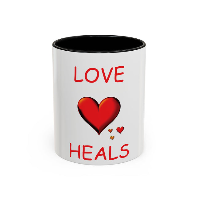 Love Heals Accent Mug – 11oz Ceramic Cup for Coffee & Kindness