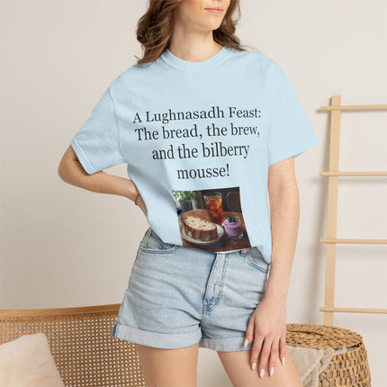 Lughnasadh Feast T-Shirt – “The bread, the brew, and the bilberry mousse!”