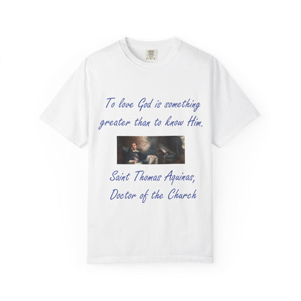 Inspirational Saint Thomas Aquinas T-Shirt – Unisex Garment-Dyed Tee for Faith and Philosophy Lovers